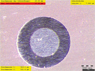 Kalotte Schichtdickenmessung für Werkzeugbearbeitung