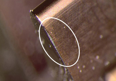 Räumwerkzeug Schneidkanten nach MyTOS Behandlung